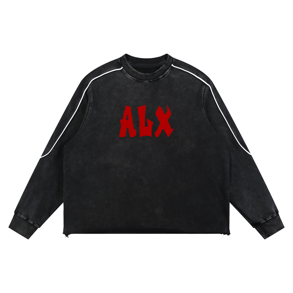Mineral Wash Piping Raw Hem Sweatshirt