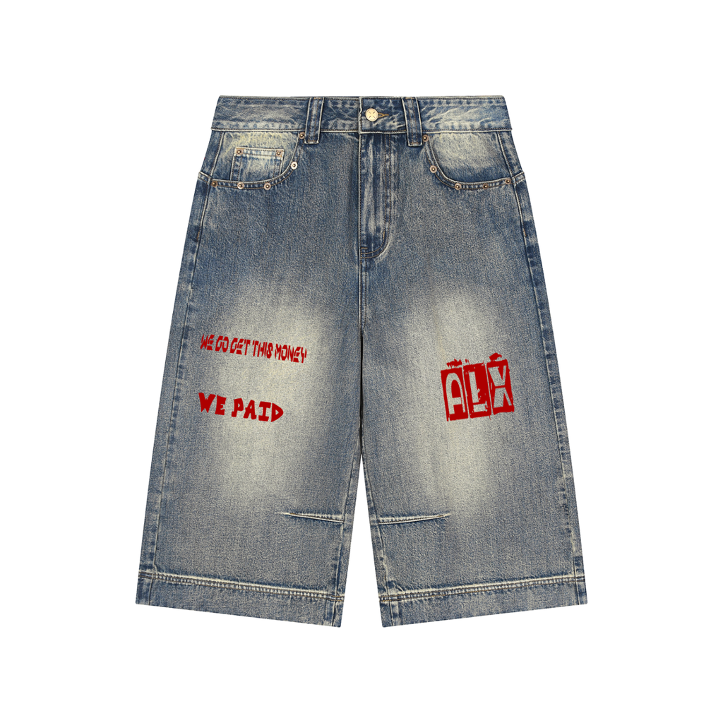 Vintage Wash Baggy Denim Shorts