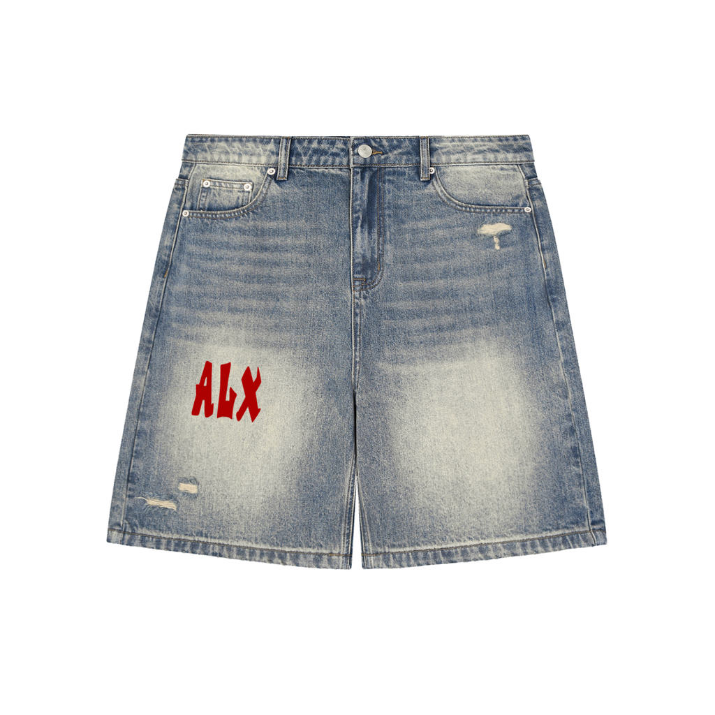 Faded Distressed Baggy Denim Shorts